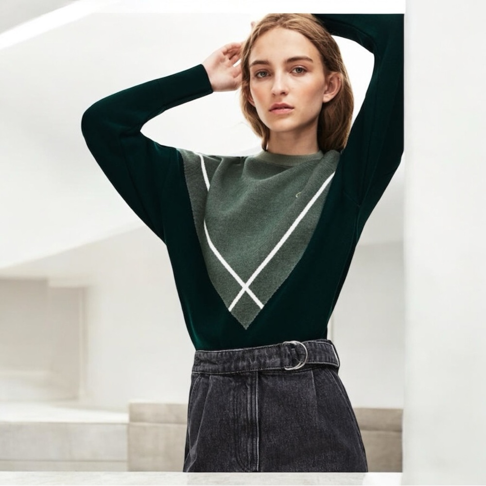 Lacoste Ladies Crew Neck Jacquard Design Sweater S